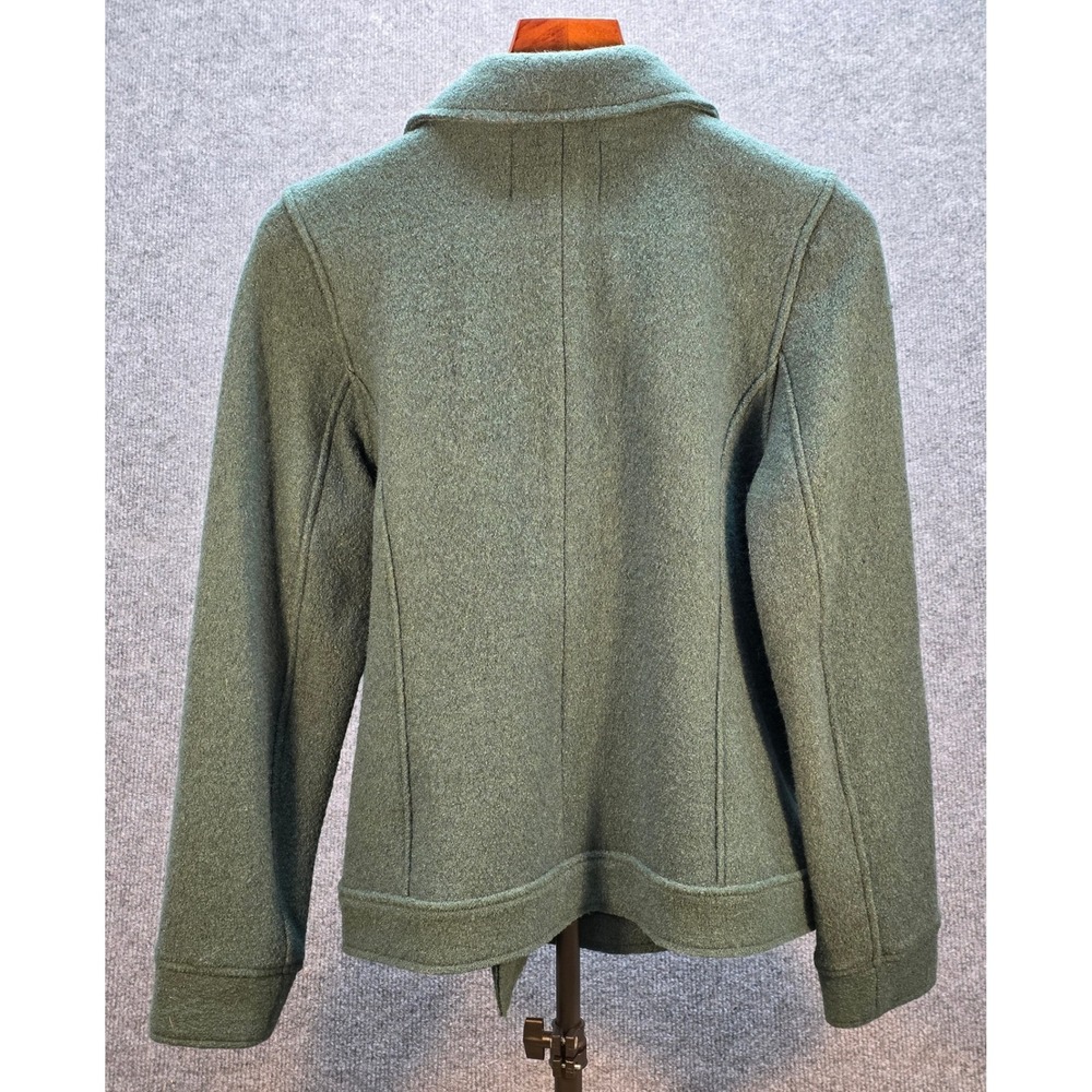 Tahari Jacket Women Medium Green Excellent Wool Blend Asymmetric Moto Zip Front - Picture 2 of 11